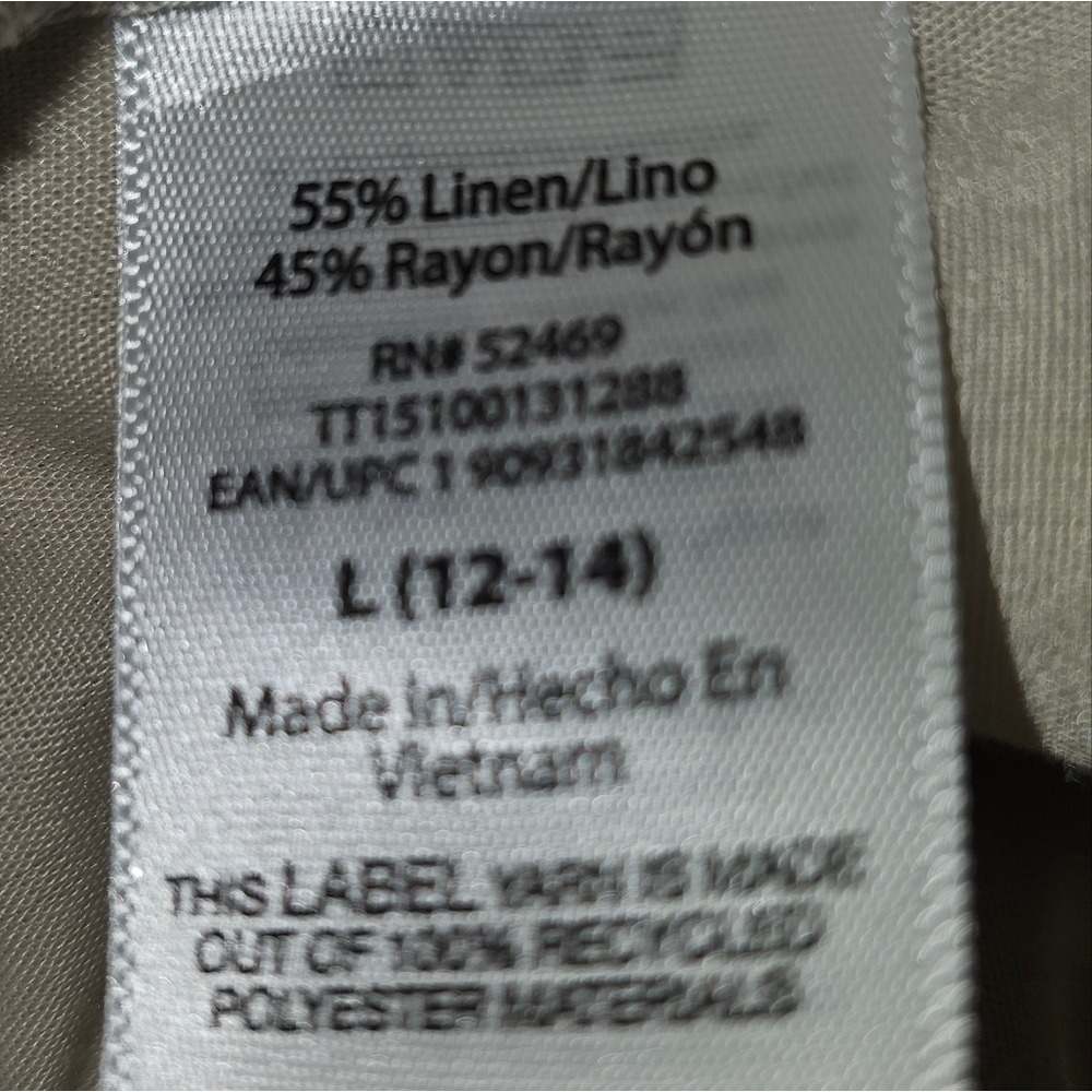 Linen Wide Leg Cargo Pants by Time & True Elastic and Drawstring Oatmeal Color L - Picture 9 of 10